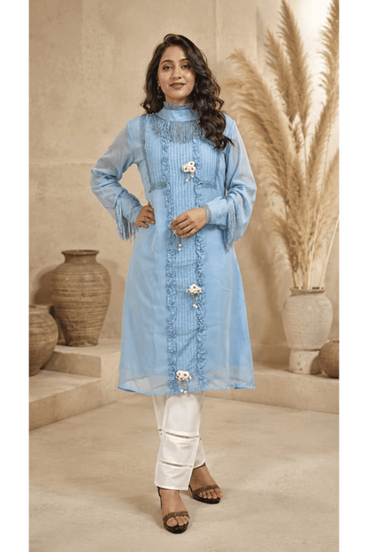 Powder Blue Pakistani Style Kurta Set