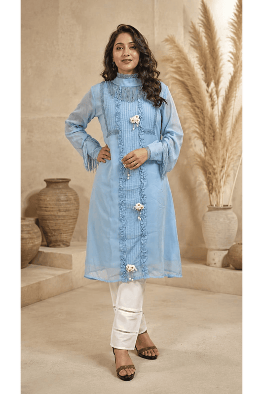Powder Blue Pakistani Style Kurta Set