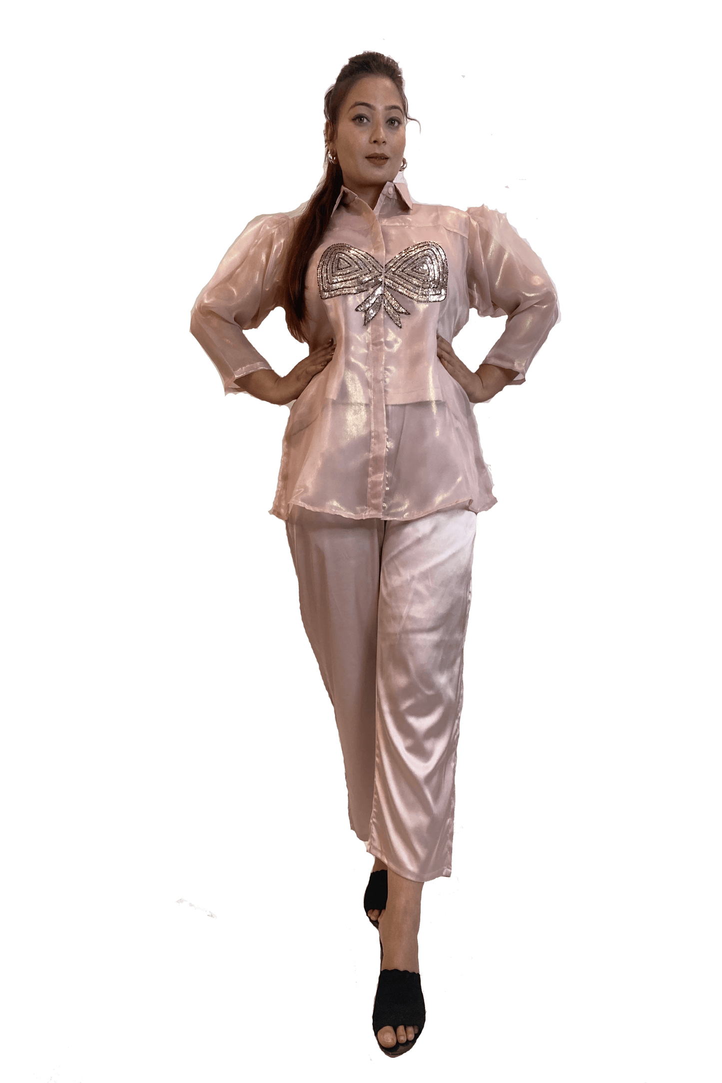 Sufia Pink simmer Hand crafted ( set of 3) Co-ord Set