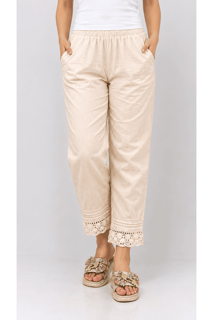 Ivory Pant with Crochet Lace