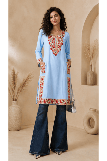 Powder Blue Kashmiri Phiran Kurta