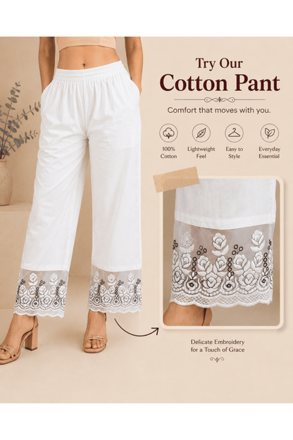White Plazo with tissue border