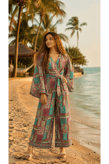 Majenta Green Beach wear (Set of 2) Co-ord Set