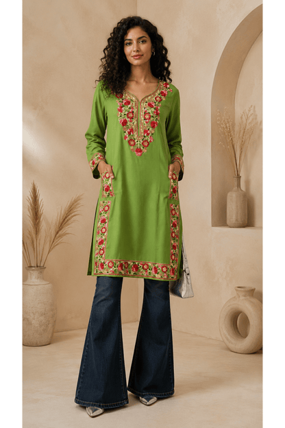 Parrot Green Kashmiri Phiran