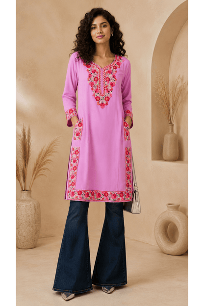 Pink Kashmiri Phiran Kurta