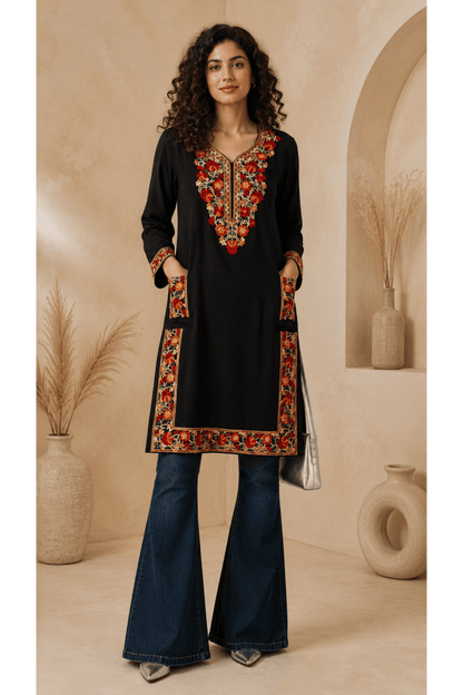 Black Kashmiri Phiran Kurta