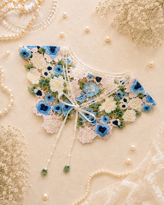 Blue Crochet Collar
