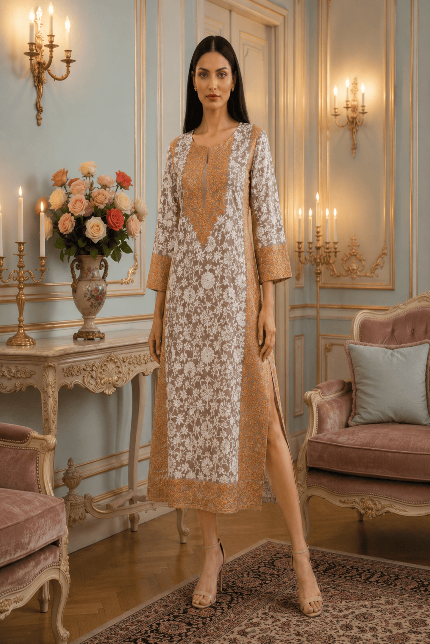 Gulzaar Grey Kashmiri Embroidery Kurti