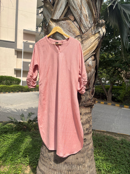 Peach Linen Cotton Anti-Fit Suit Set (Set of 2)
