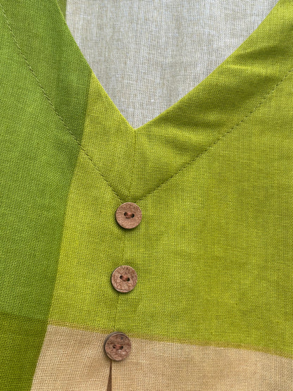 Green Cotton Checked Suit Set (Set of 2)