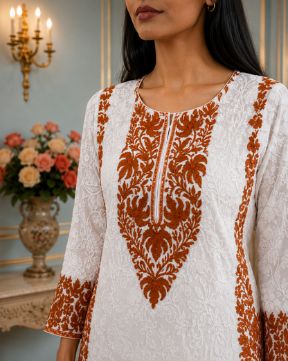 Gulzaar Cream Kashmiri Embroidery Kurti