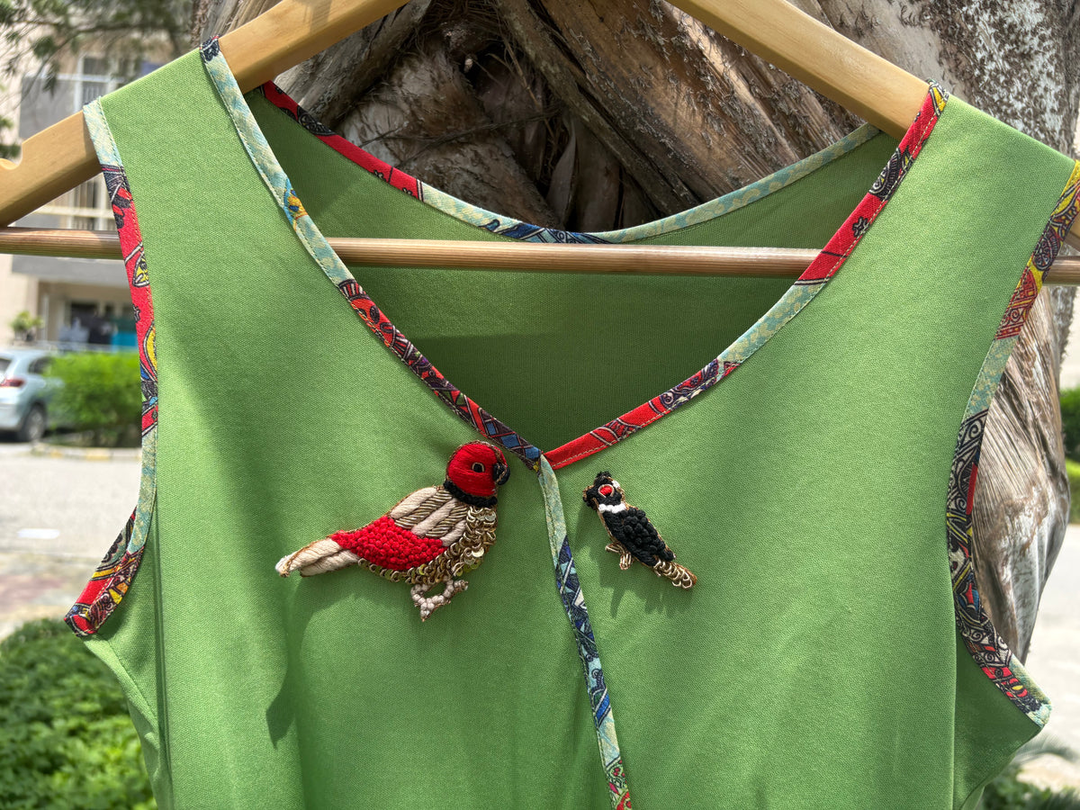 Green Fusion Drape Indo-Western Dress