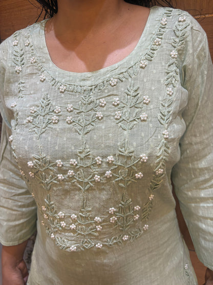 Pista Green Pearl Straight kurti
