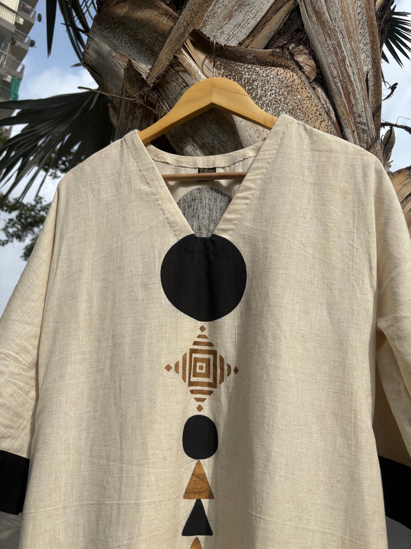 Ivory and Black Pure Cotton Anti-Fit Suit Set