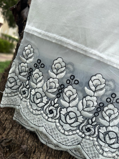 White Plazo with tissue border