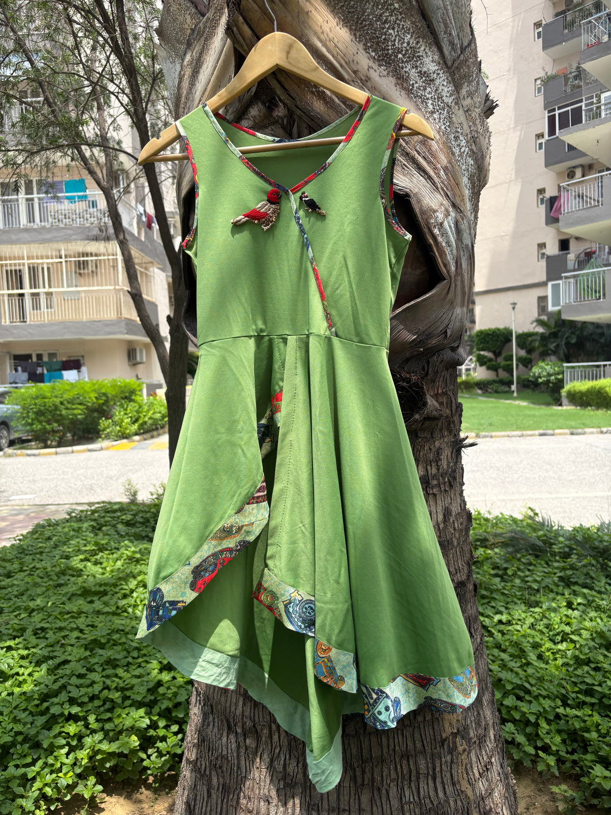 Green Fusion Drape Indo-Western Dress