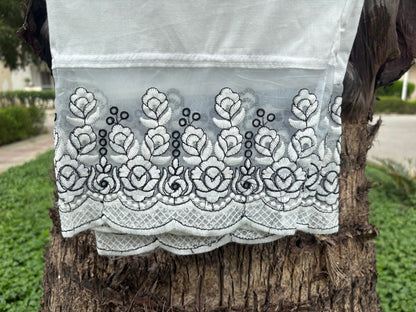 White Plazo with tissue border