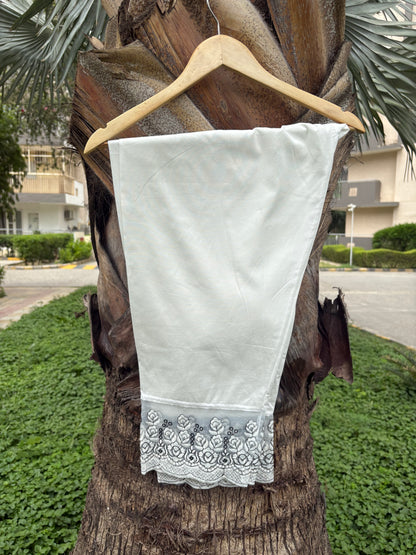 White Plazo with tissue border