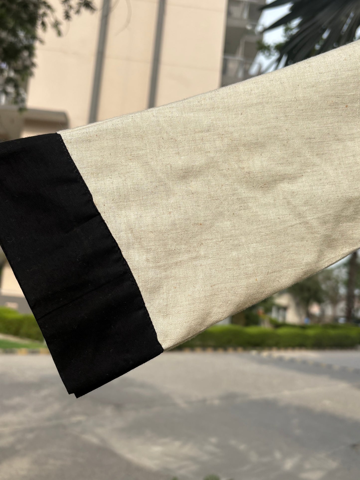 Ivory and Black Pure Cotton Anti-Fit Suit Set