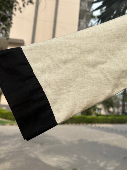 Ivory and Black Pure Cotton Anti-Fit Suit Set