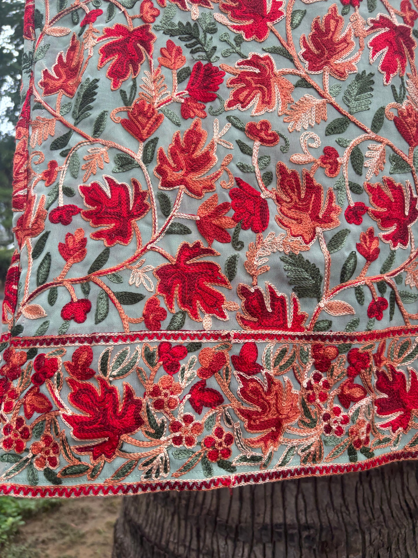 Gulzaar Pista Green Kashmiri Embroidered Suit Set (Set of 2)