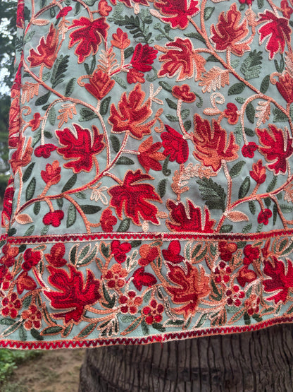 Gulzaar Pista Green Kashmiri Embroidered Suit Set (Set of 2)