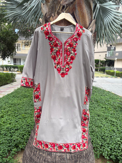 Grey Kashmiri Phiran Kurta