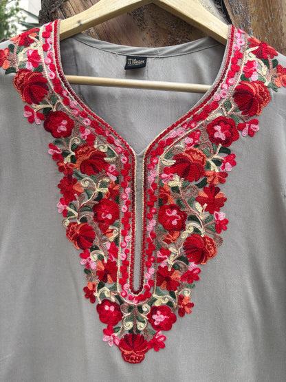 Grey Kashmiri Phiran Kurta