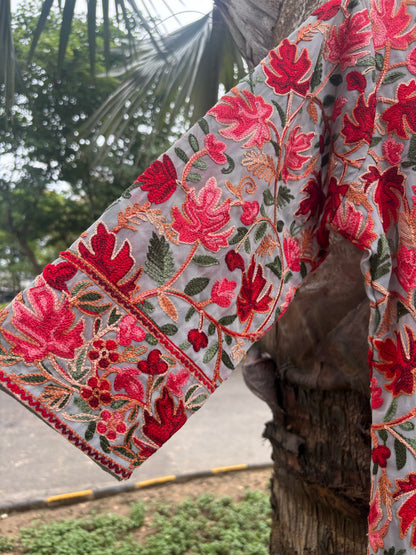 Gulzaar Grey Kashmiri Embroidered Suit Set (Set of 2)