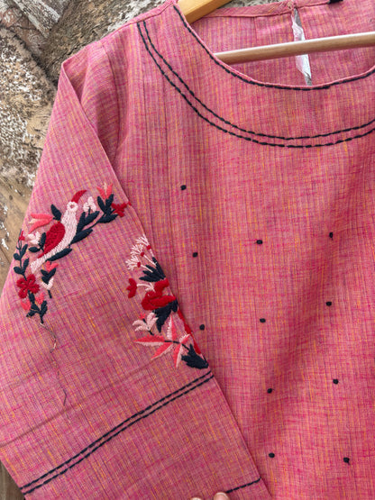 Pink casual Designer Kurti Set