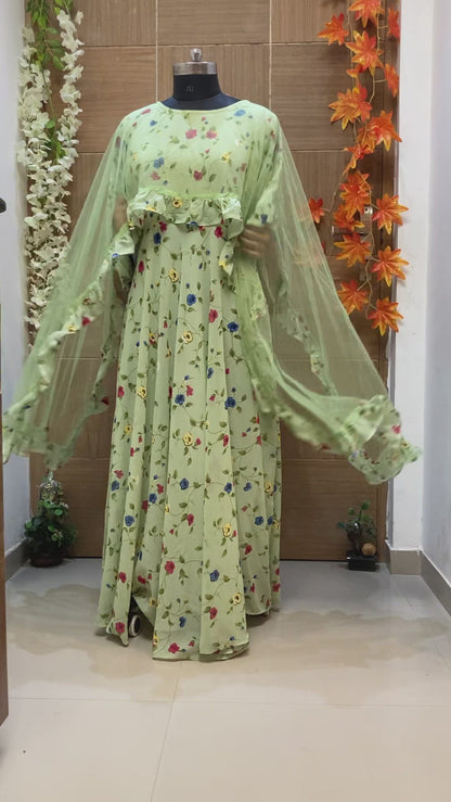 Green Long Designer Anarkali dress