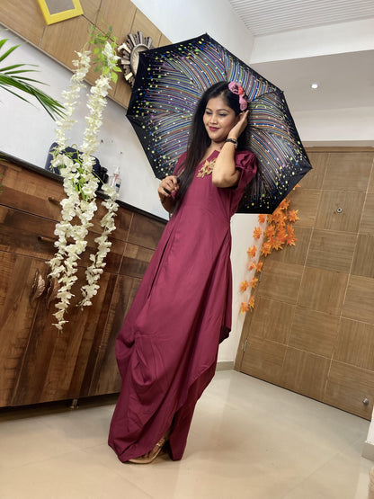 Mulburry wine Drape Dress