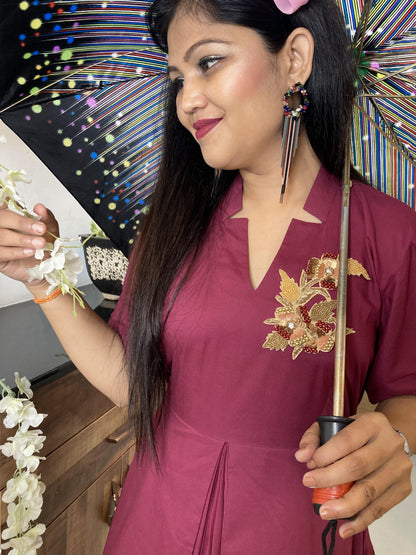 Mulburry wine Drape Dress