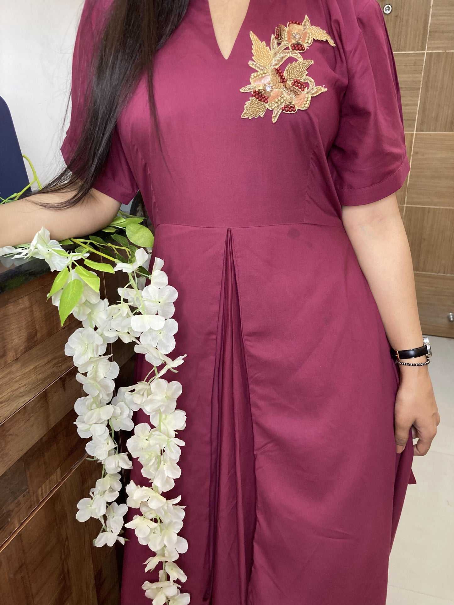Mulburry wine Drape Dress