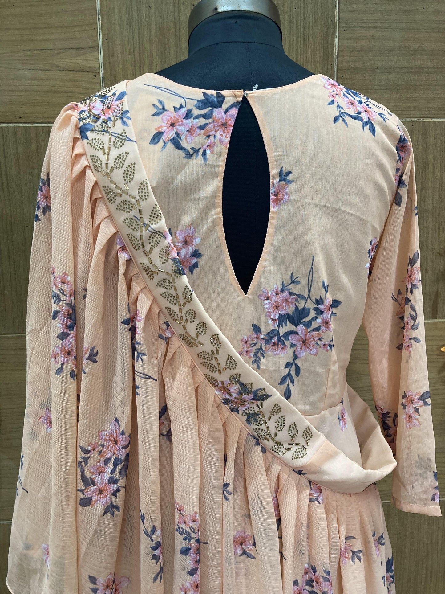 Peach long cape dress