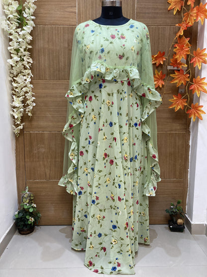 Green Long Designer Anarkali dress
