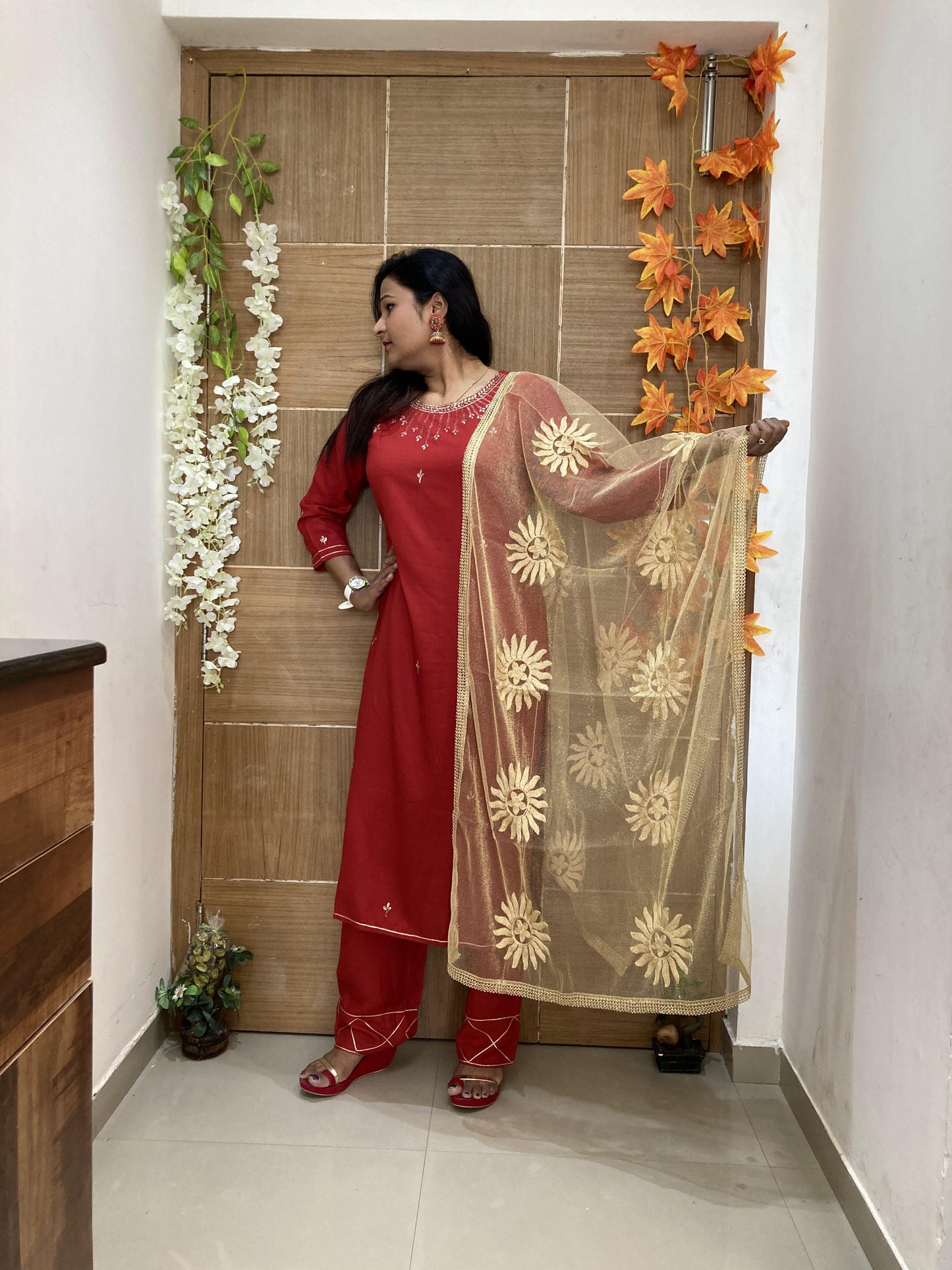 Golden Chakarika Designer Dupatta