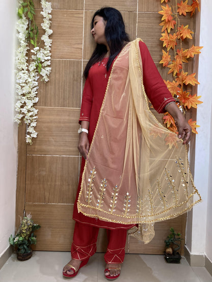 Golden Mirror work Dupatta