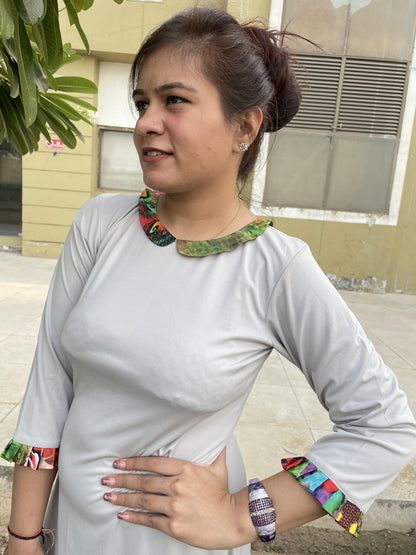 Light Grey Designer Kurti Set