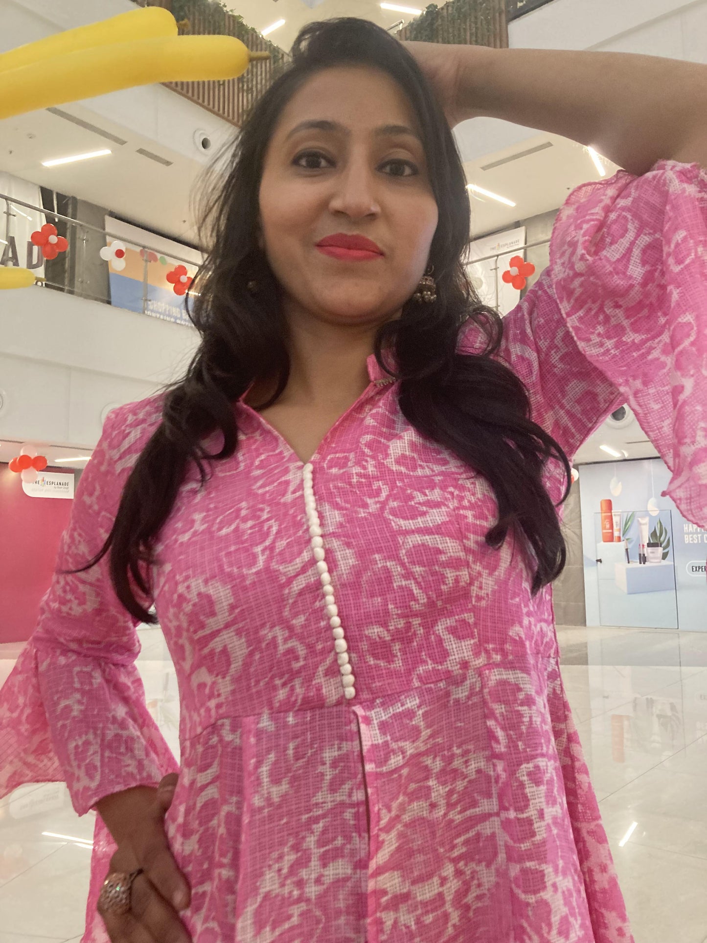 Kalidaar Pink Indowestern Style Kurti Set