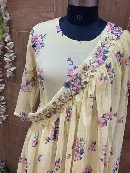 Yellow long  cape  Dress