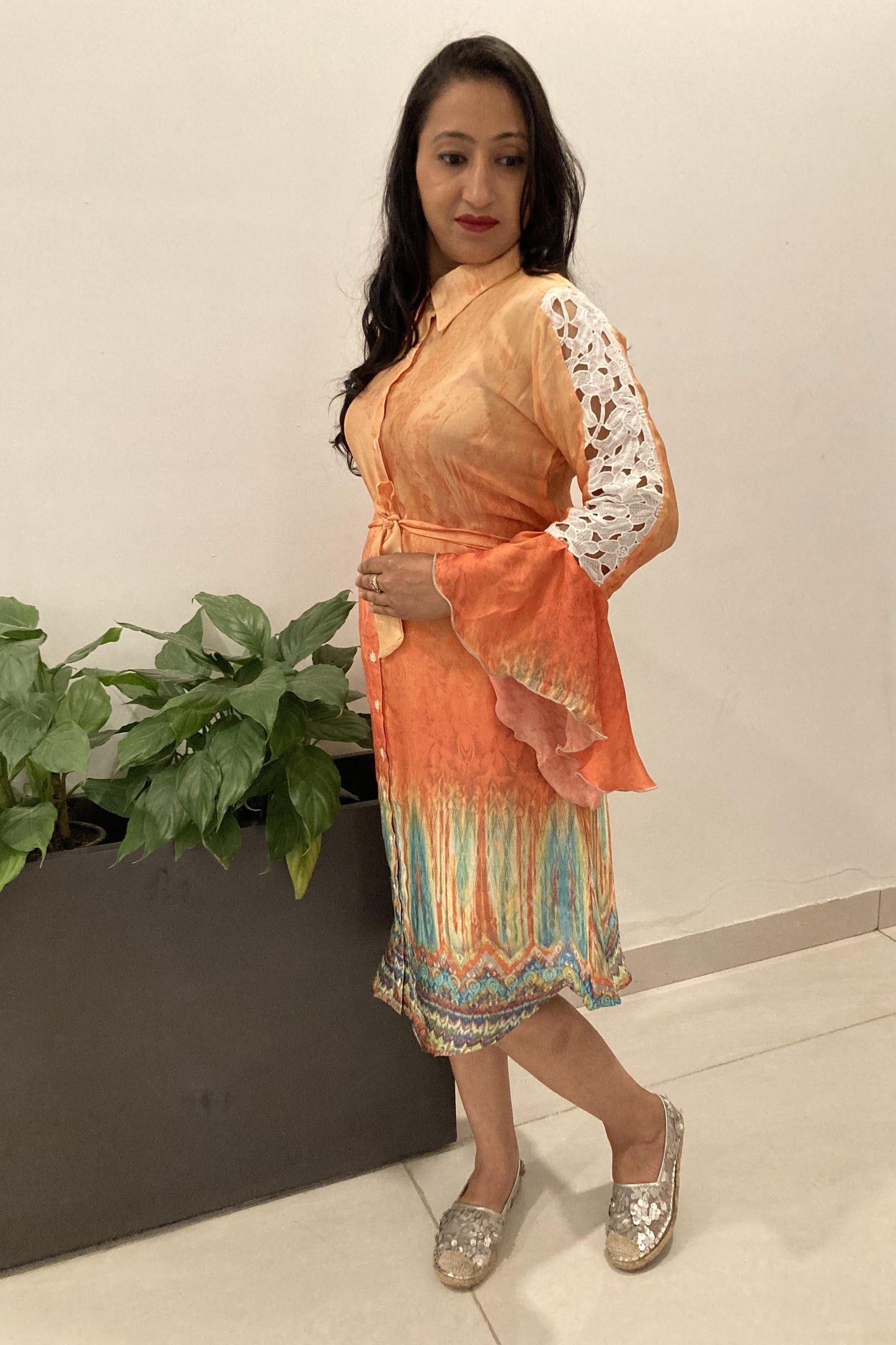 Peach Indowestern Kurti Set