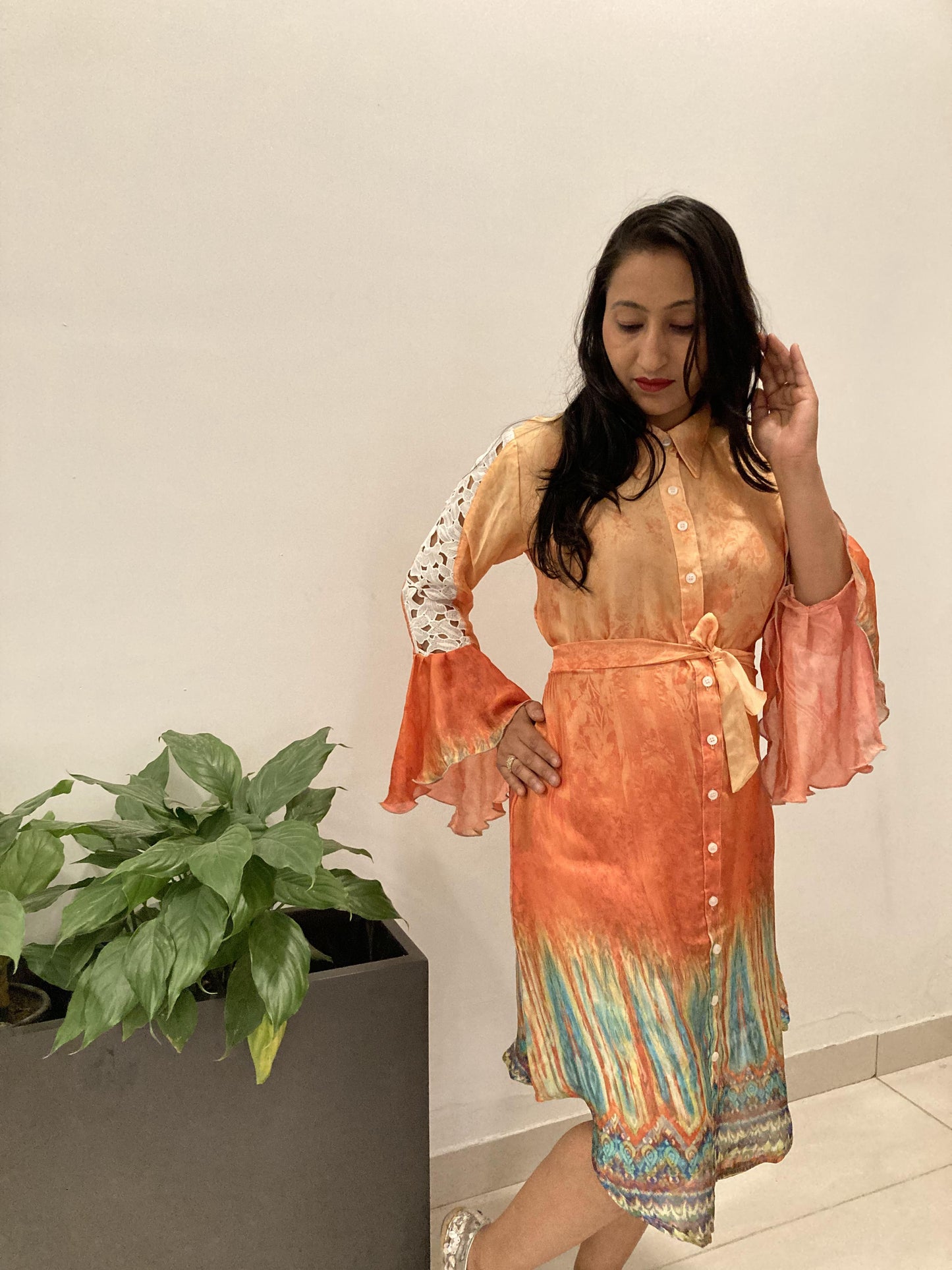 Peach Indowestern Kurti Set