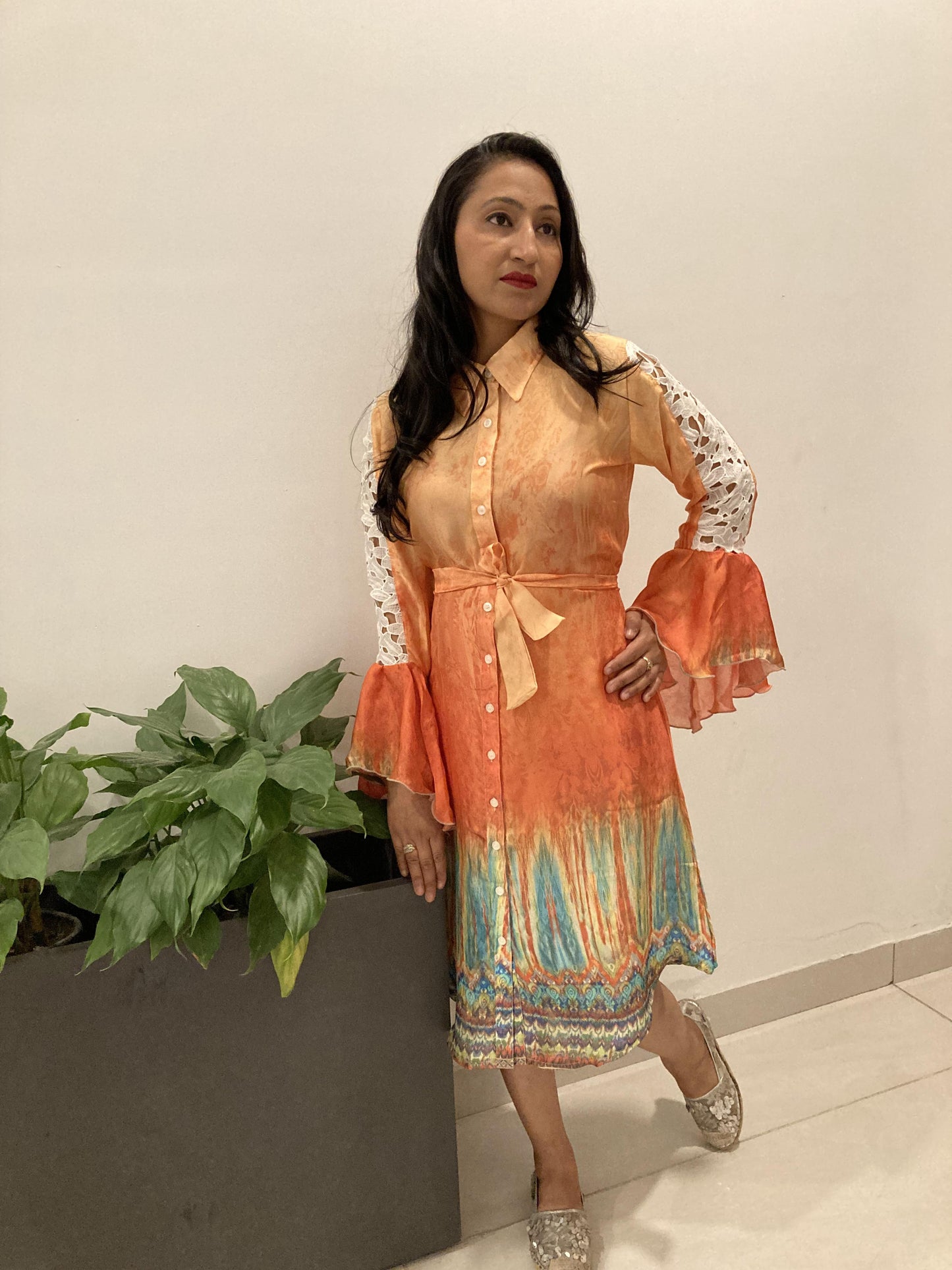 Peach Indowestern Kurti Set