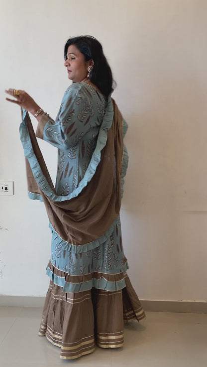 Ice Blue Sharara Suit Set