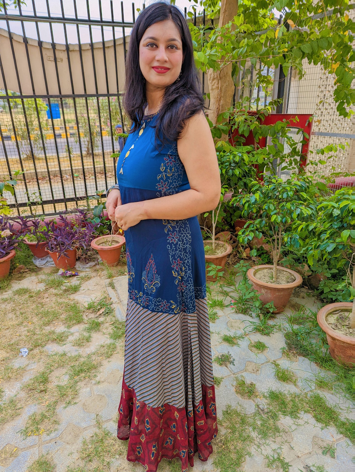 Blue Frill Long Anarkali Dress